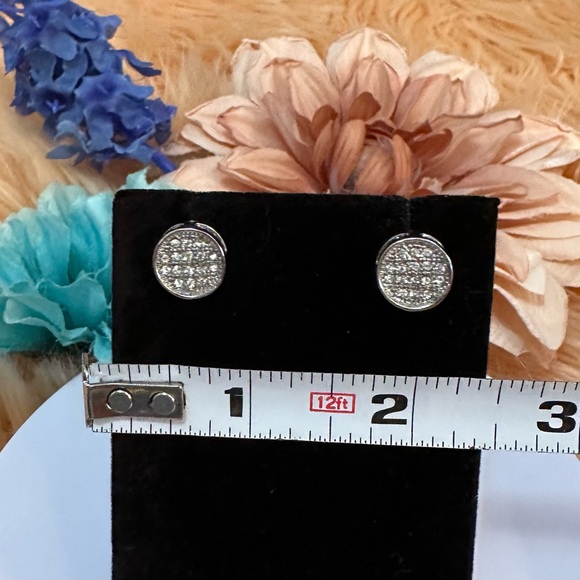 Micro Pave Crystal Disc Stud Earring NEW! - Picture 2 of 6